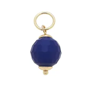 Glass Faceted Bead Charm in Royal Blue