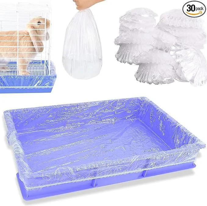 47in Disposable Clear Plastic Small Animal Cage Liners, Universal Liner Bags for Rabbit, Guinea Pig Toilet Use