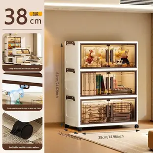 3/4/5/6 layer transparent brown storage cabinet foldable storage cabinet household Home living room free installation locker children's toy cabinet plastic finishing cabinet