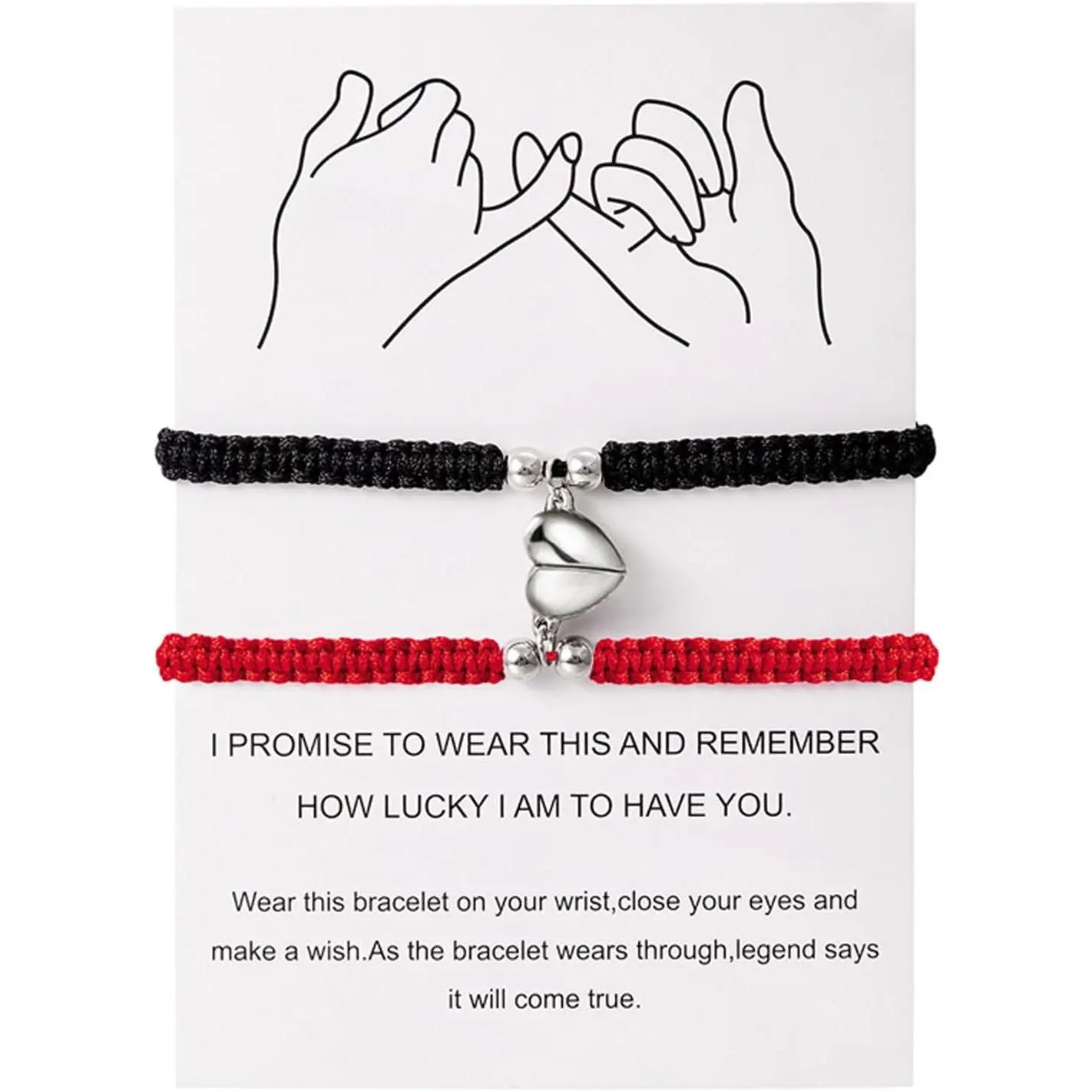 2 count Handmade Braided Heart Couple Bracelets Mutual Attraction Matching Bracelet for Couples Women Men  Friend  Lover Gifts