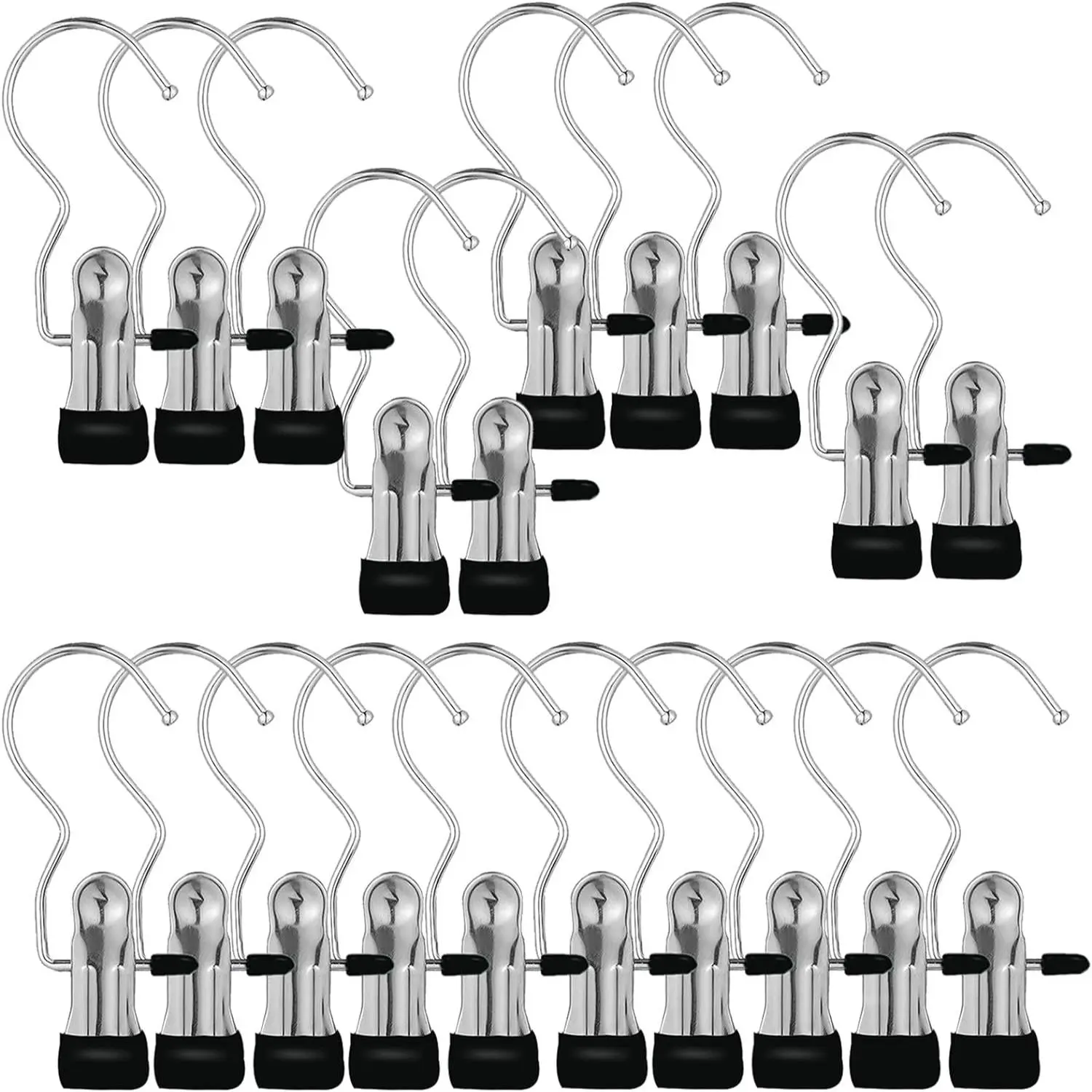 20-Pack Clip Hangers, Clothes Hangers with Clips, Stainless Steel Pants Hangers with Rotating Hook, Non-Slip Clips for Pants, Skirts, Scarves & Accessories, Heavy Duty Hangers