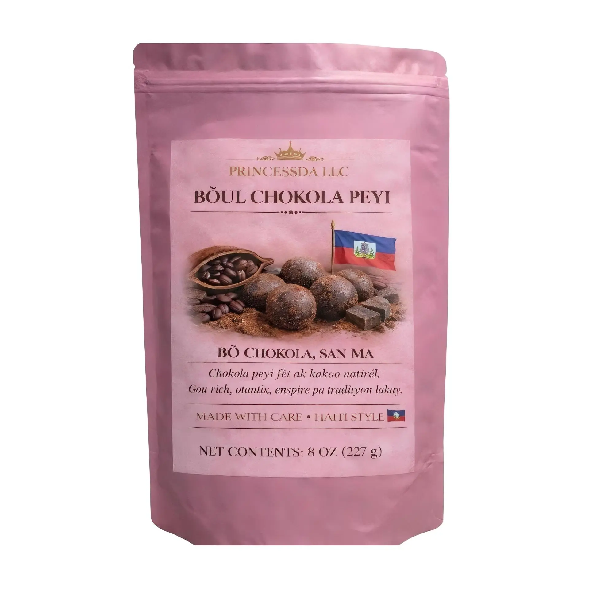 Princessda LLC Boul Chokola Peyi 8 oz Haitian Style Chocolate with Natural Ingredients 227 g