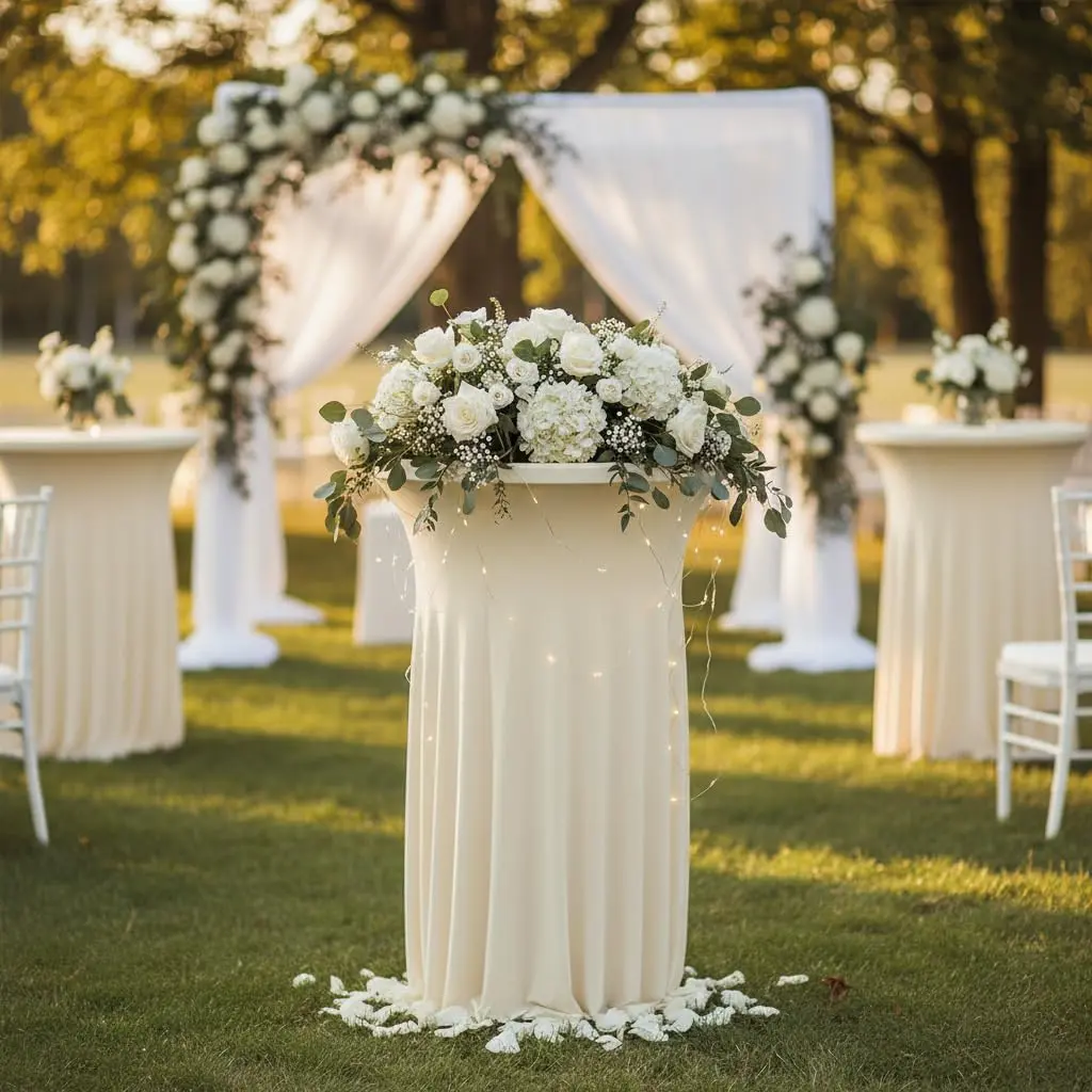 Classic 4-Pack Spandex Cocktail Table Covers - Stretch Highboy Skirts for 2/2.7FT Round Tables, Ideal for Weddings, Romantic Events,summerwins