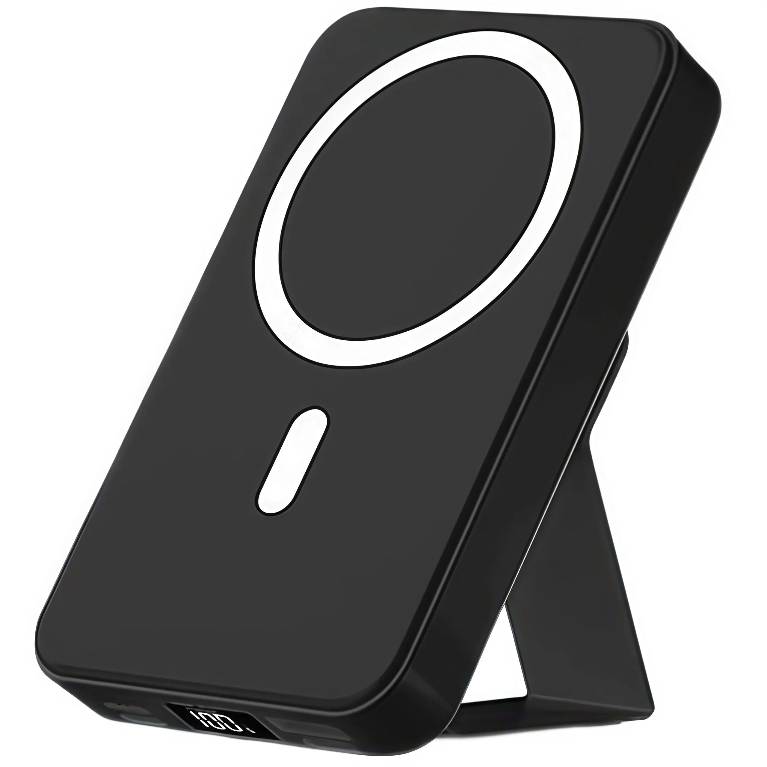 【Fathersdaygift】Magnetic Power Bank 10000mAh Wireless Portable Charger with USB-C Cable LED Display Foldable Battery Pack for iPhone17/ 16/15/14/13/12/Pro/Pro Max Series Charging Compact Silicone Black fold