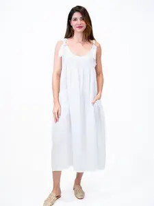 linen long sleeveless dress One Size XS-1XL