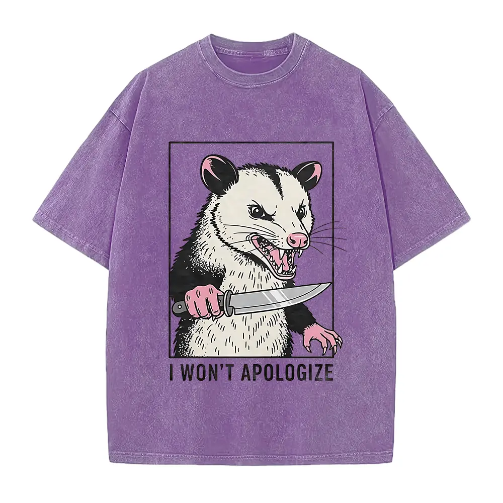 Retro Possum Weirdcore Shirt, I Won't Apologize Tee, Funny Dark Humor Gift for Him Her, Sarcastic Animal Meme T-Shirt, Unapologetic Top