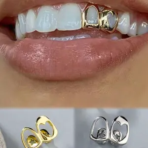 1pc Hollow-Out & Heart Blended Tooth Grillz, Everyday Wear Jewelry Teeth Accessory
