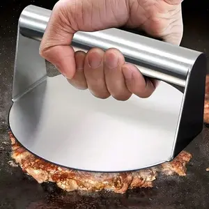 1 stainless steel hamburger meat press, a non-stick beef hamburger patch-making tool, suitable for perfect steaks and mini burgers. Ergonomic handle and flat design ensure even meat pressing. Ideal choice for barbecue kitchens Grill Cooking