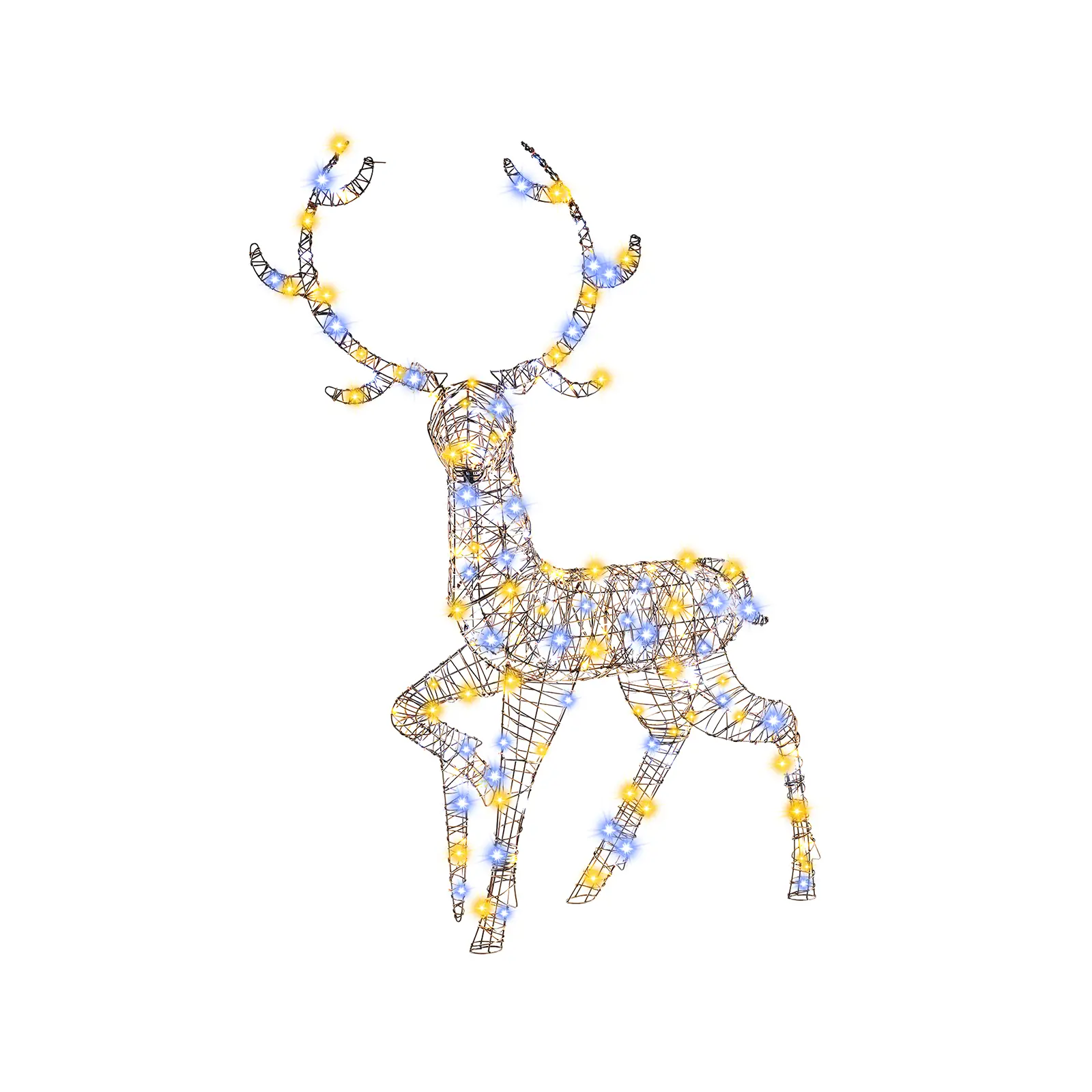 COSTWAY - 4.6 Feet Pre-Lit Christmas Reindeer with 170 Cold and Warm LED Lights