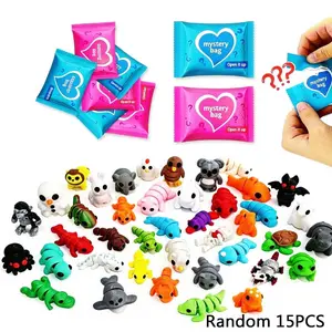 15pcs Mini 3D Printed Animals Blind Bags for Kids, Flexi Articulated Fidget Toys, Perfect Party Favor & Gift Ideas (random Selection)