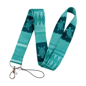 Turtle Pattern Neck Lanyard Keychain Teacher Necklace Strap for ID Card Holder Key Ring Office Accessories