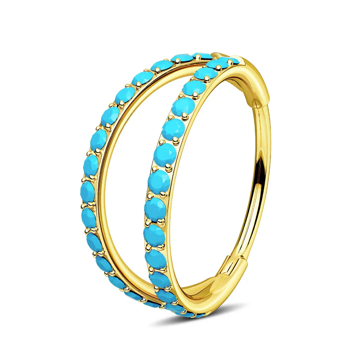 Double Turquoise Gold Hoop 