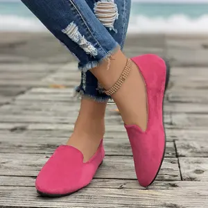 DEQIN Women's Elegant Flat Shoes Comfortable Lightweight Casual Slip-ons for Office & Daily Wear Beige Color