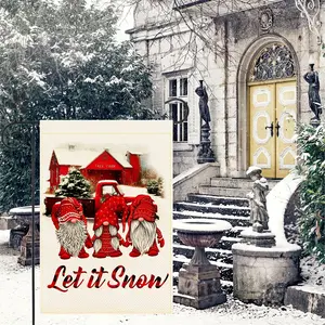 Rudolph Truck Christmas Garden Flag, Winter Snowflake Outdoor Decoration, Vertical Double-Sided 12x18 Inch, Holiday Gift for Family & Friends