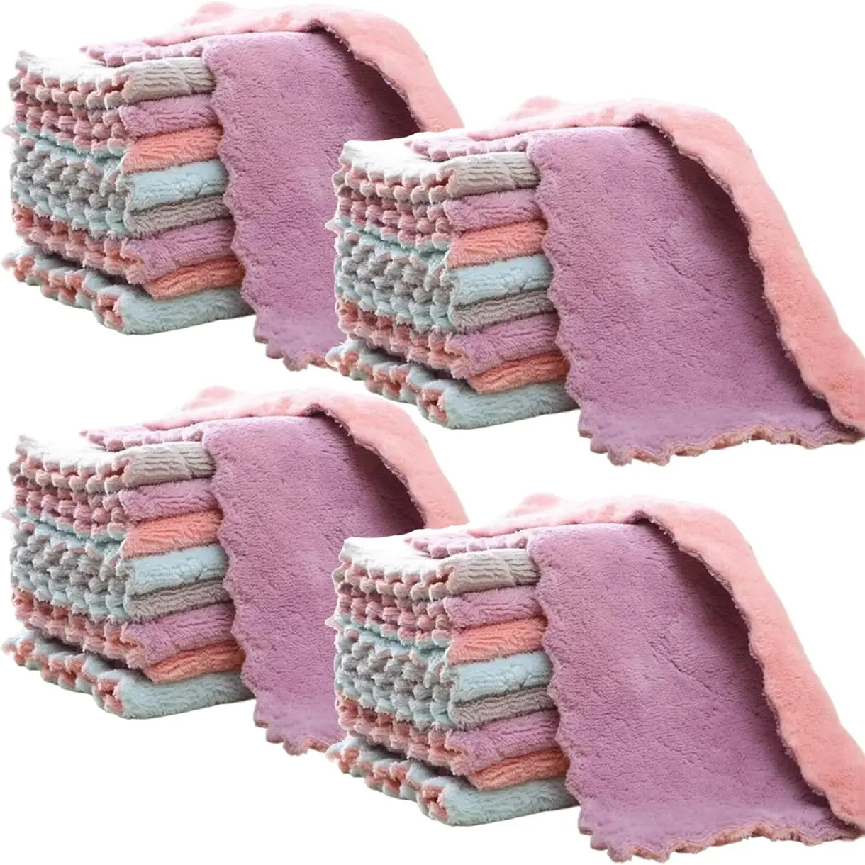 32 Pack Kitchen Cloth, Microfiber Dish Towels Washcloths, Super Absorbent Coral Velvet Dishtowels, Premium Cleaning Cloths, Reusable Non-Stick Oil Quick Dry Soft Tea Towels, Table Cleaning Cloths.