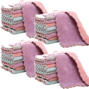 32 Pack Kitchen Cloth, Microfiber Dish Towels Washcloths, Super Absorbent Coral Velvet Dishtowels, Premium Cleaning Cloths, Reusable Non-Stick Oil Quick Dry Soft Tea Towels, Table Cleaning Cloths.