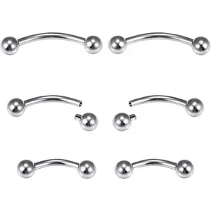 Internally Threaded Eyebrow Piercing  Surgical Steel Curved Barbell  Eyebrow Ring Vertical Labret Lip  Ear Rook Small  Button Ring for Women Men 16g 6mm/8mm/10mm nose rings
