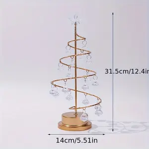 Christmas Tree Copper Wire Night Light, Warm White Crystal Pendant Room Decorative Ornament