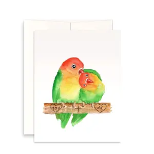 Lovebird Couple Valentine's Day Card For Wife - Cute Anniversary Card For Boyfriend - Custom Anniversary Card For Husband