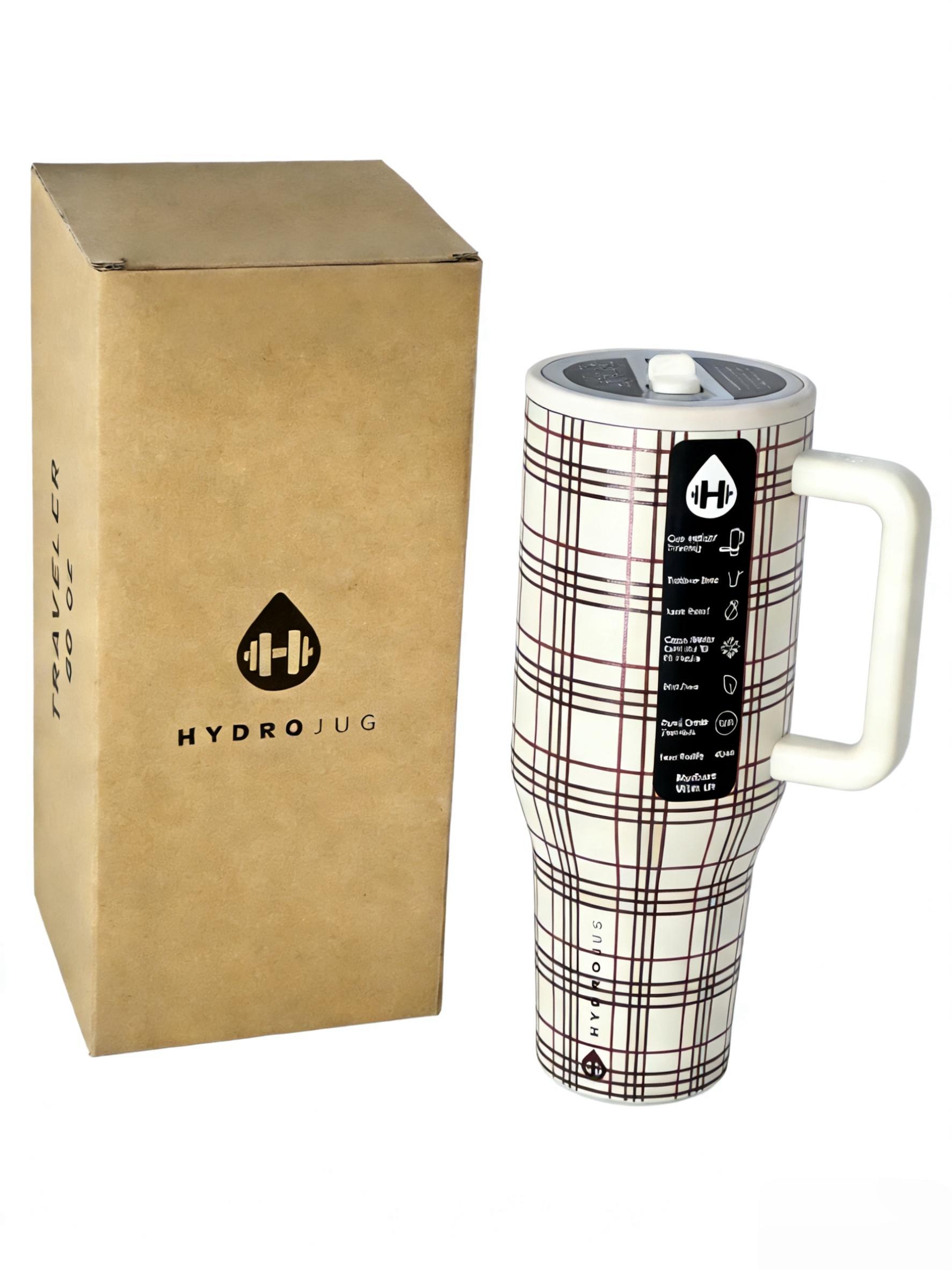 HydroJug 40oz large-capacity straw cup, excellent for keeping drinks hot or cold! With handle, perfect for coffee.Portable travel