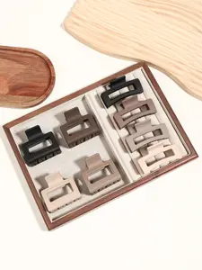 8pcs medium square claw clip-matte non-slip hairpin, solid color ladies hair accessories, gift for friends, cute hairpin design, suitable for autumn and winter brown hair accessories, Hair Claws Set