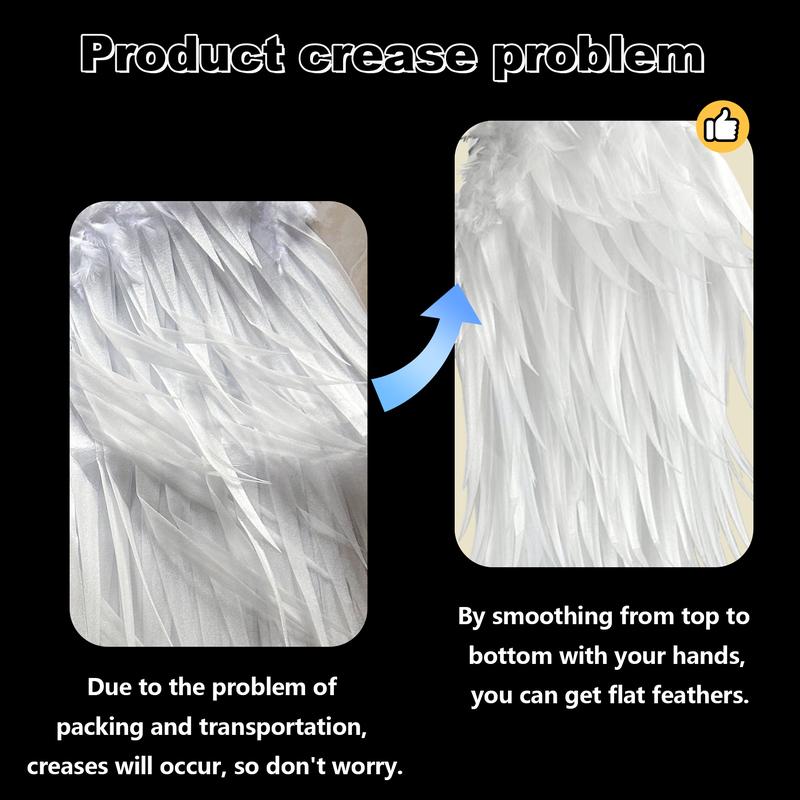 SEWLO Feather Angel Wings - Plump, Sturdy DIY Costume Wings for Halloween, Christmas, and Cosplay with Adjustable Straps