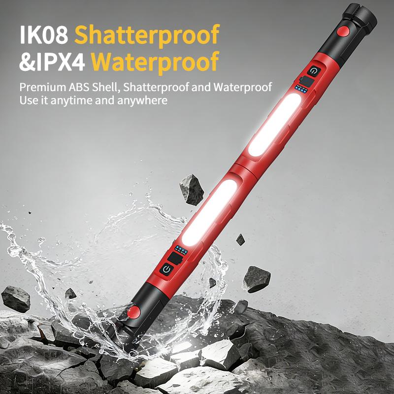 2-in-1 mechanical work light, 3000 lumens magnetic work light, rechargeable LED work light strip, portable wireless hood-under work light strip with hook, foldable design, suitable for maintenance workshops and emergency lighting