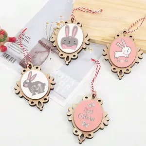 Easter Bunny Wooden Hanging Decorations, Easter Party Display Home Wall Art, Egg Hunt Wood Pieces, Backpack & Car Accessories