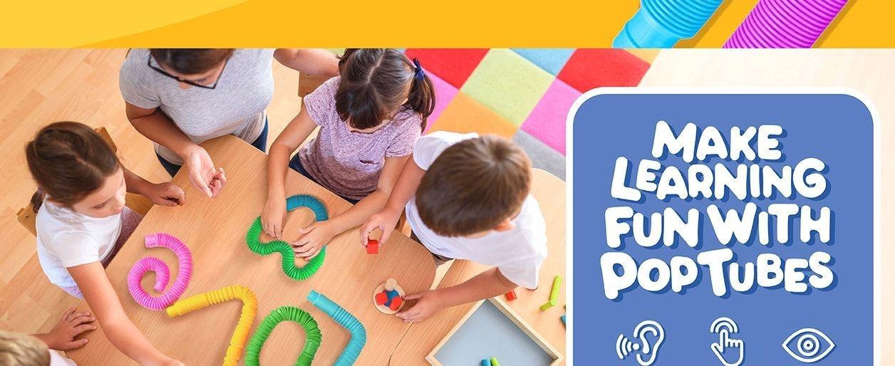 BUNMO Pop Tubes - Sensory Toys - Fidget Toys - Imaginative Play & Stimulating Creative Learning - Hours of Fun for Kids - Tons of Ways to Play - Non-Mouthable Toy 3+ - 4 Pack Large