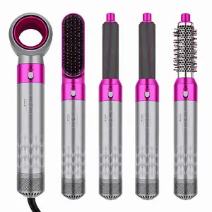 5-in-1 Negative Ion Hot Air Styler - Smooth Fast-Dry Hair Dryer Brush, Multifunctional Curling & Straightening Tool for Home & Travel