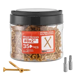 #8 Wood Screws Anti-Rust 2-Inch Outdoor Deck Screws 350PCS T25 Torx Star Drive Exterior Weather-Resistant Coated Steel Deck Fasteners For Hardwood Softwood With Corrosion-Resistant Properties And Easy Drive