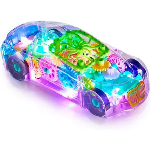 Light-Up Transparent Car Toy, Toys for Autistic Kids Ages 3-5 Sensory Toy for Kids with Autism Special Needs Toys, Bump and Go Toys for Toddlers Music and LED Effects Great Gift Idea