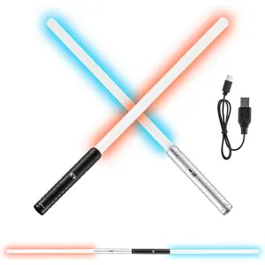 Christmas present Light Sword, 2 Pack Light up Sword with 7 RGB Colors, 4 Sound Modes and Realistic Handle, Rechargeable Toy for Adults and Kids, Christmas Day, Halloween Cosplay, Birthday