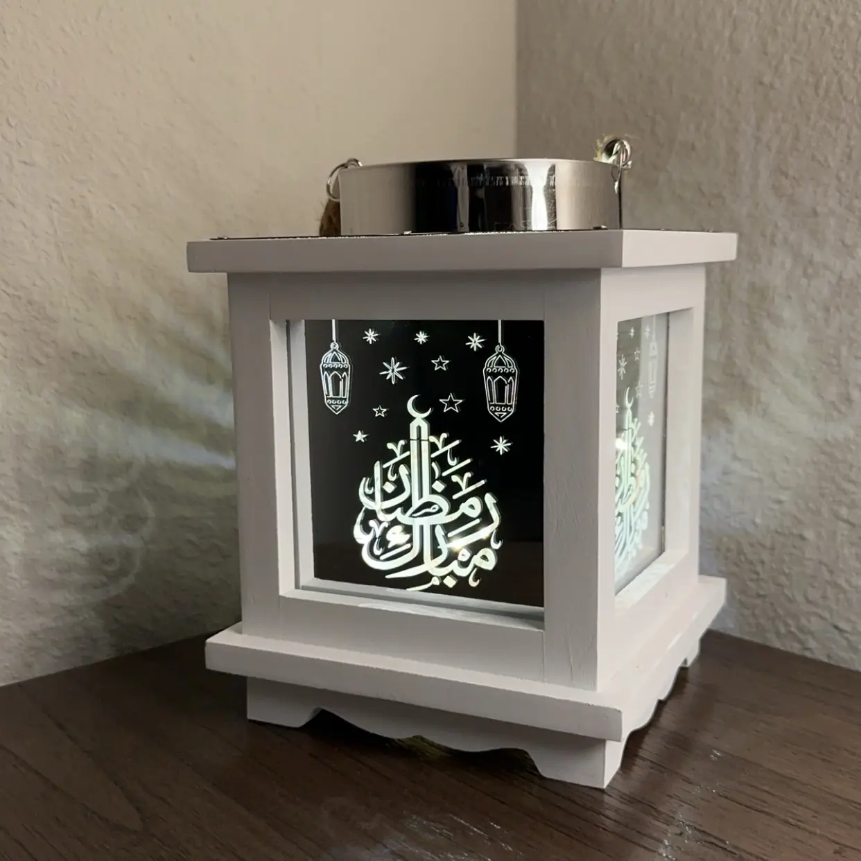 Ramadan Mubarak Mirrored Wooden Lantern