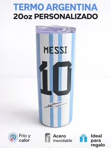 Custom 20oz stainless steel tumbler soccer style light blue, white personalized bottle