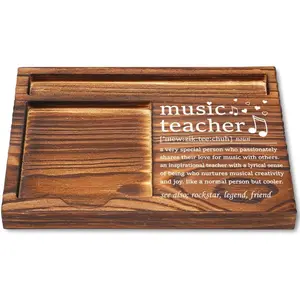 Funny Appreciation Desk Decor Wooden Sticky Note Holder, Music Teacher Gifts for Music Educators Choir Piano Band Instructors Office Decor Gift Idea