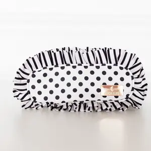 Polka Stripe Pencil Bag – Black & White Nylon Pouch | HOLLIS