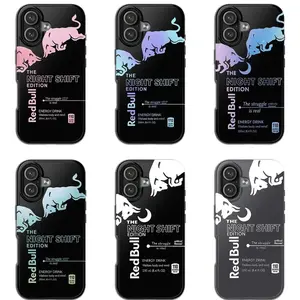 R3d//B.u.ll Night Shift Edition Phone Case - Ombre Gradient Pastel Tiger Aesthetic | Trendy Pop Culture Energy Drink Cover for Students Gamers, Compatible with iPhone X, 11, 12, 13, 14, 15, 16, 17 & more