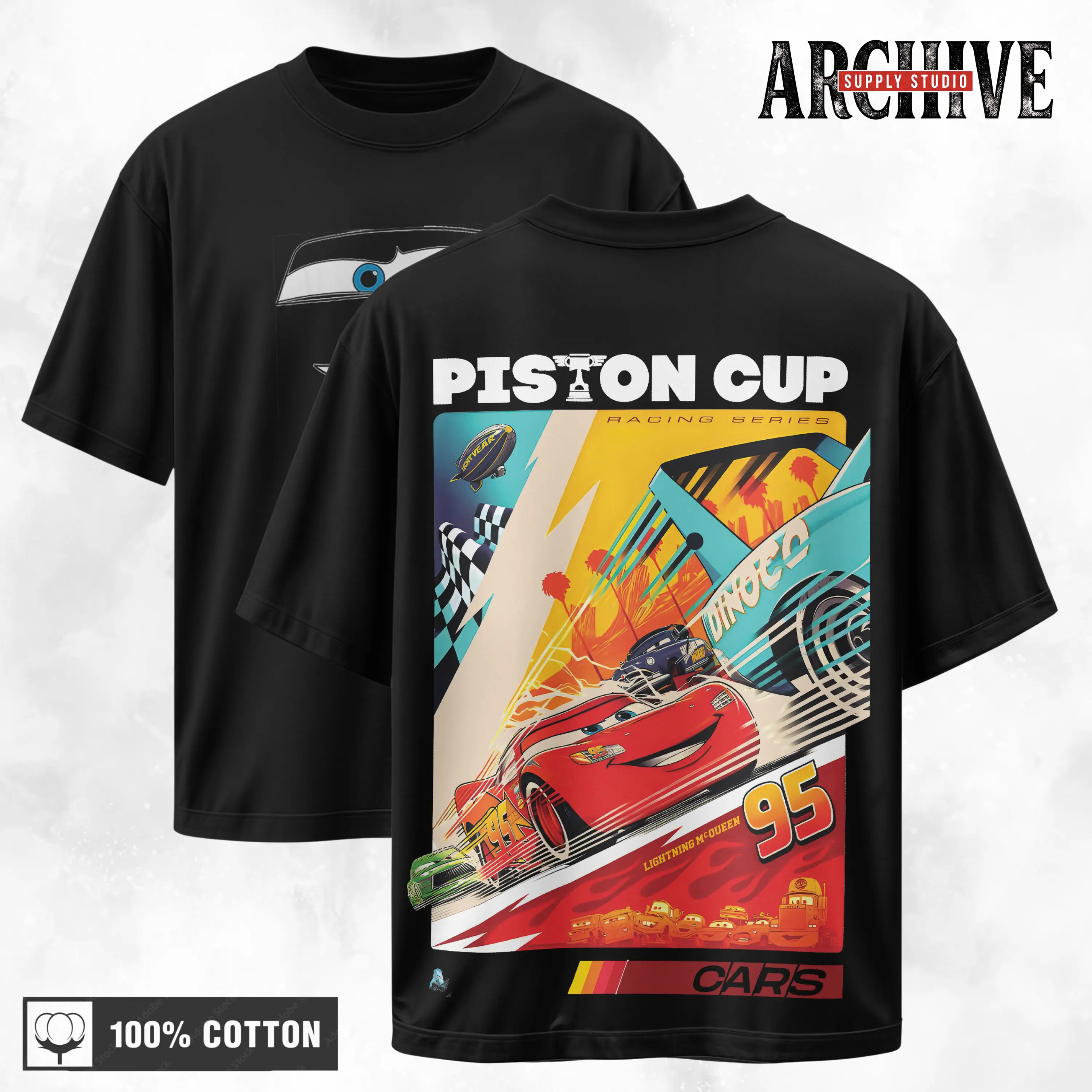 Retro Two Side Cars Movie T-Shirt, Mcqueen and Mater Piston Cup Vintage Unisex Graphic Tee | Top Trendy Y2K Classic Streetwear Racing Style For Fans