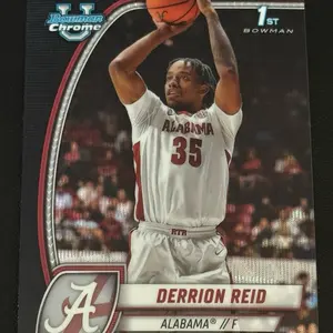 BASKETBALL- 2024-25 Bowman Chrome University - Derrion Reid 1st Black Wave #20 Alabama Crimson sports  cards