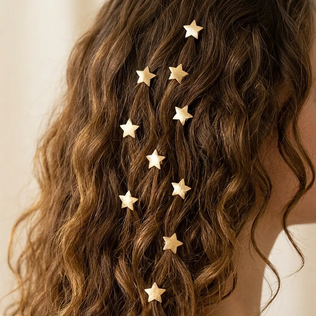 10Pcs, Gold Star Hair Clips, Textured Metal Star Hair Pins,  Mini Star Hair Barrettes for Women Girls, Cute Hair Accessories for Party Daily Hairstyle