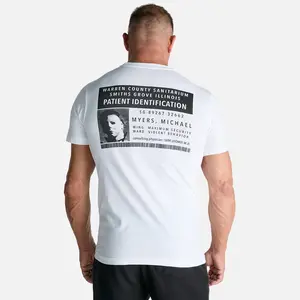 Contenders Men's Soft Cotton Jersey Short-Sleeve Round Neck Graphic Tee - Halloween Michael's ID Card Print, Streetwear Casual Menswear Top (Tshirt Set Inclusive)