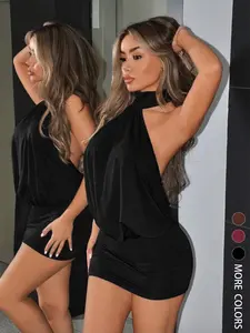 Women Sexy Casual Chic Style Fitted Halter Sleeveless Backless Party Club Bodycon Mini Dress Womenswear