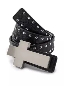 Unisex Punk Cross Belt, Y2K Gothic Rivet Waistband, Hip Hop Street Style Jeans Belt, Fashion Accessory for Men and Women