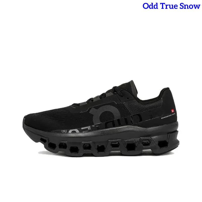 Low Top All Black Road Running Sneakers Quick Lock Lace Breathable Thin Knit Mesh Large Hollow Wave Cushion Midsole Light Shock Absorbing Unisex Outdoor Training City Daily Athletic Walking Footwear