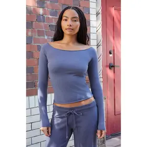 John Galt Women's Dark Blue Bonnie Long Sleeve Top