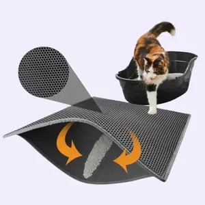 Beehive Cat Litter Pad - Waterproof Urine Proof Pad, EVA Material, Gray, Black, 30x30cm, 45x60cm, 55x75cm, Double-Layer Cat Litter Trapper, Pet Supplies