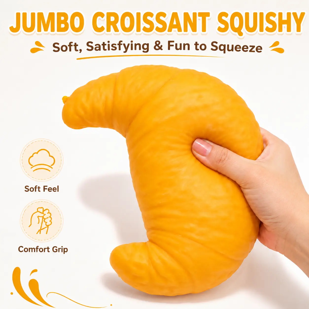 20cm Jumbo Squishy Bread Toy, Unisex Giant Realistic Food Squishy with Shaving Cream Filling, Soft Squeeze Stress Relief Sensory Toy for Kids
