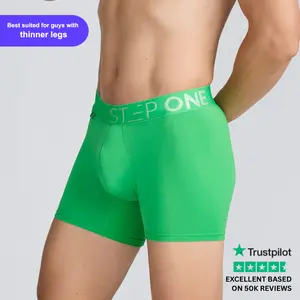 Step One Men's Trunk - Green Screens, Anti-Chafe, Breathable Bamboo Fabric, UltraGlyde Panels, Hidden Elastic Pouch, Premium Underwear, Athletic Daily wear