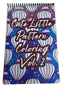 Cute Little Pattern Vol. 2 - Medium Size 5.5x8.5 with 40pgs Spiral Binding Laminated Cover Compact & Convenient for Relaxation